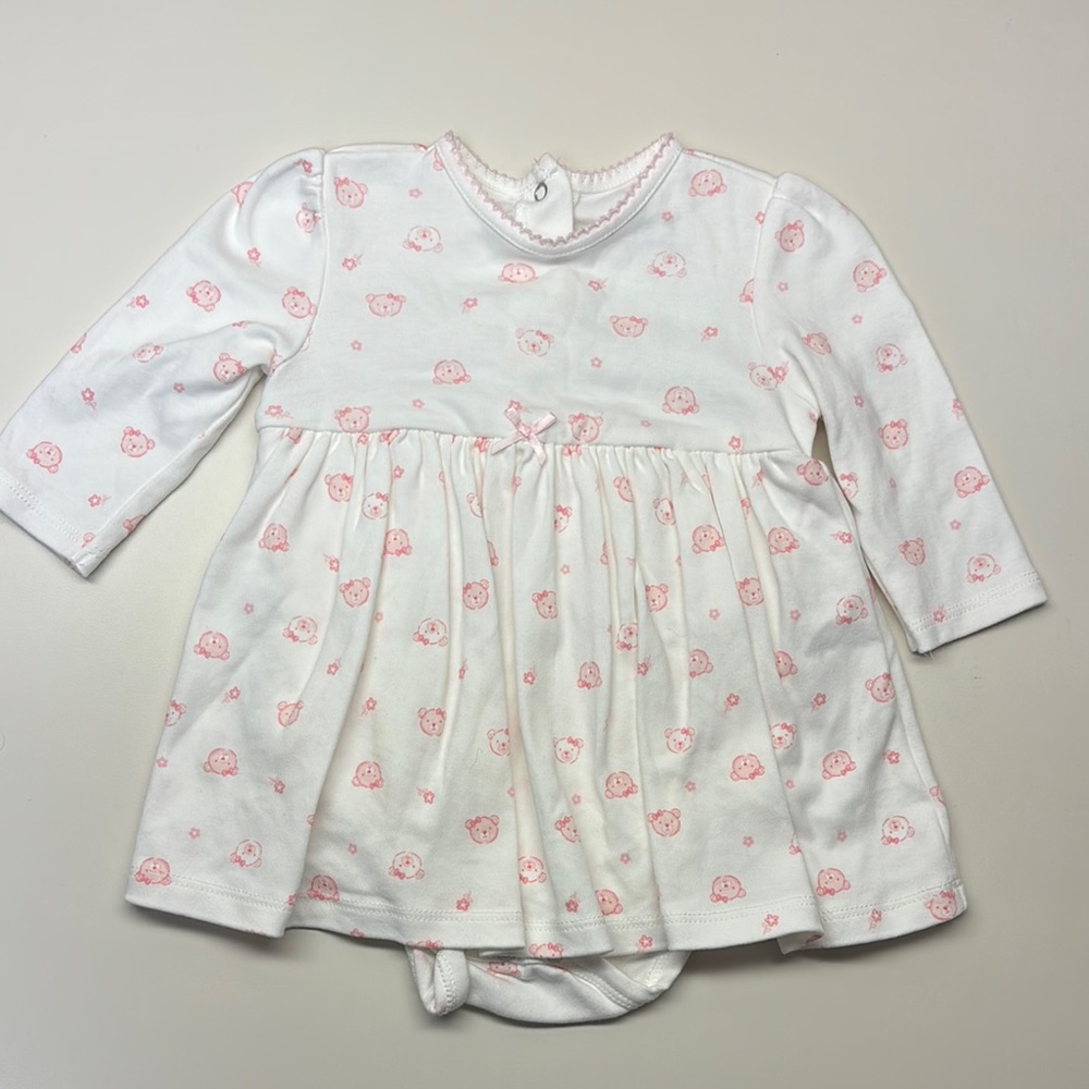 Little Me Adorable Baby Dress with Pink Bear Print- 3-6 Month